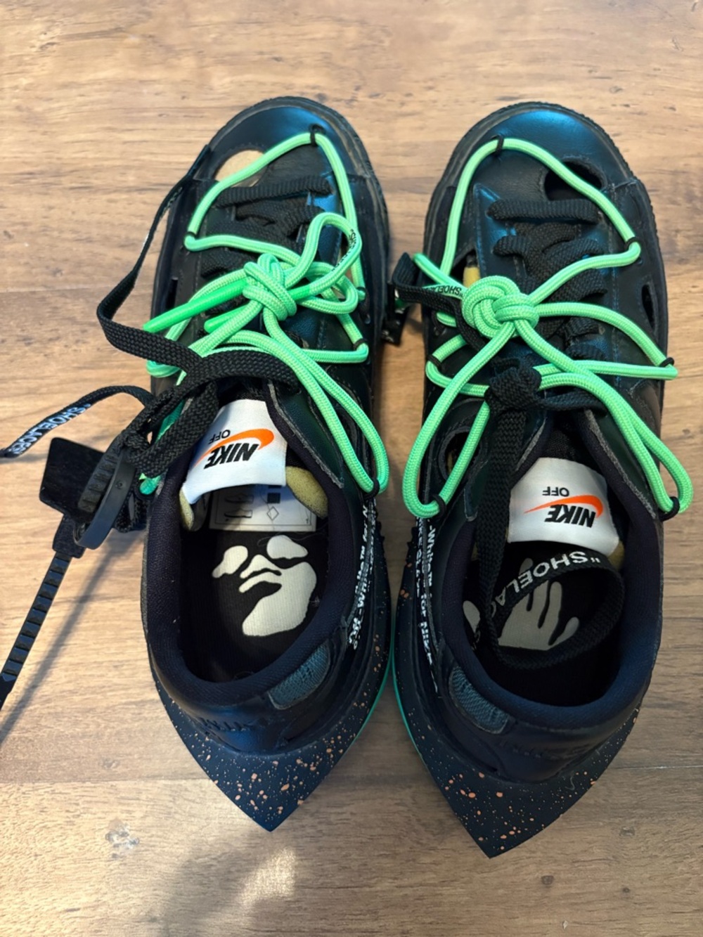 Nike Blazer Low x Off-White" BLACK/BLACK- ELECTRO GREEN